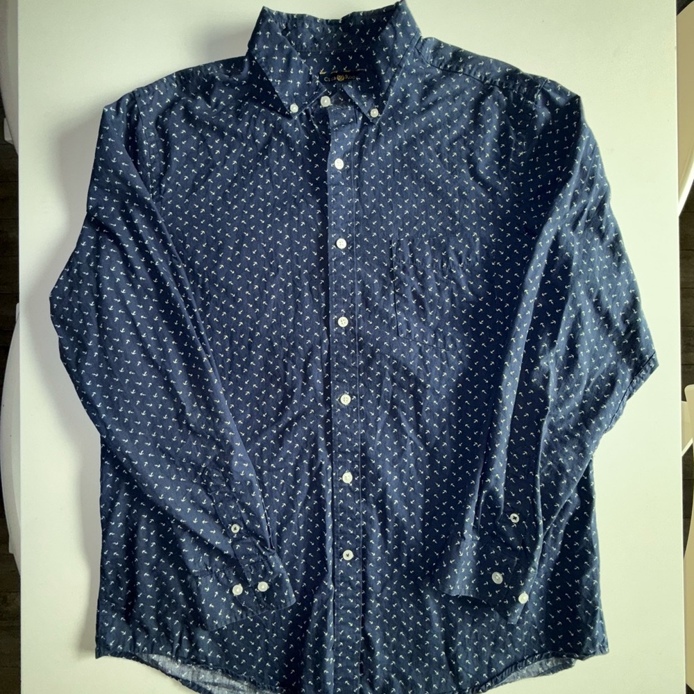 Club House Navy Blue Print Men's Shirt